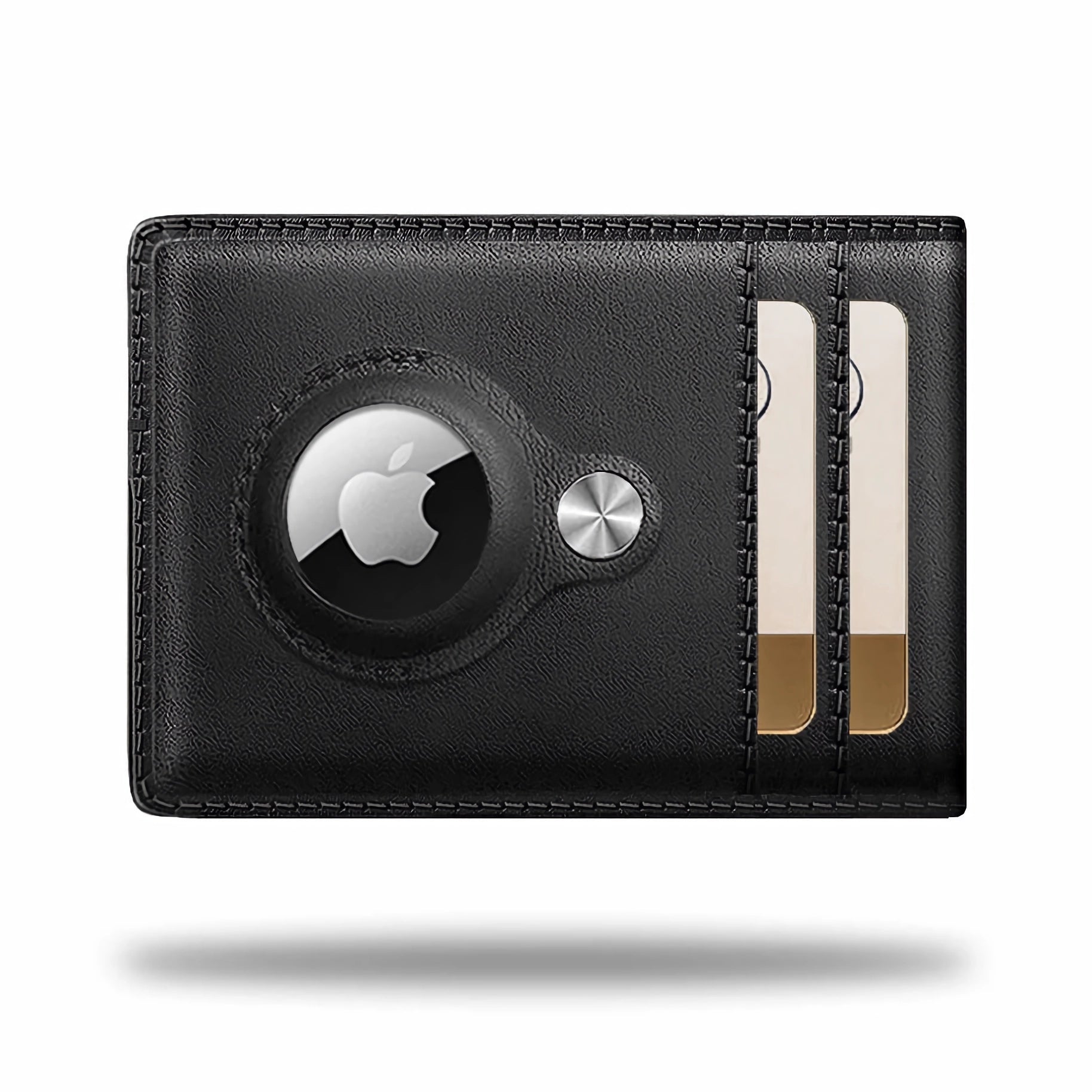 Minimify Bifold AirTag Wallet in Midnight Black premium leather with Apple AirTag slot