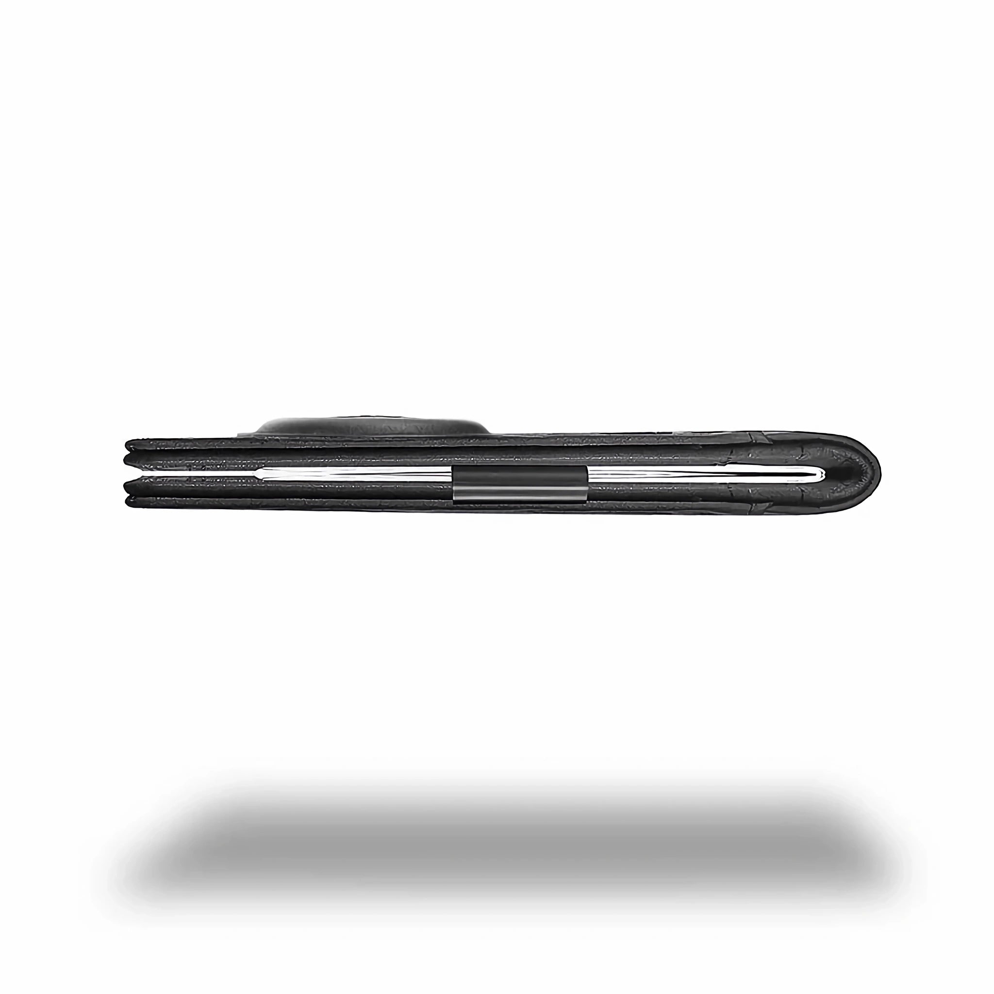Slim side profile of Minimify Bifold AirTag Wallet in premium leather showing thin design