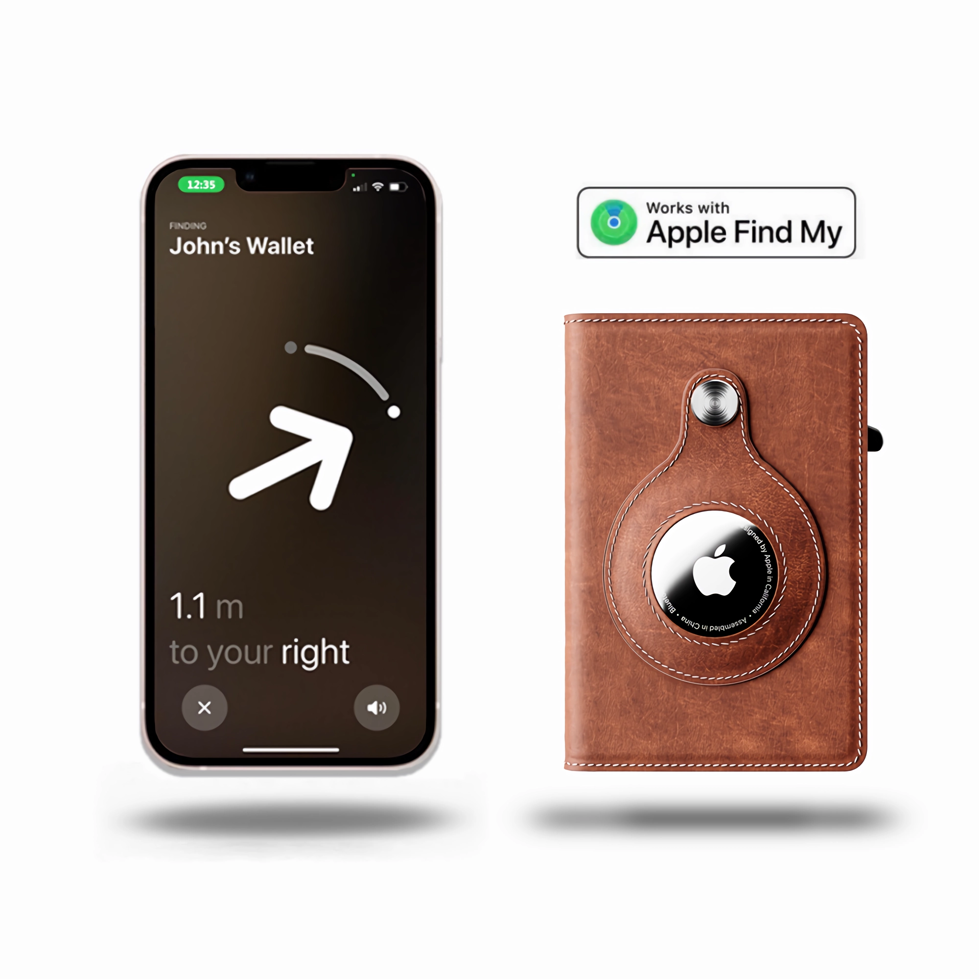 iPhone tracking Minimify Pro AirTag Wallet in Apple Find My app with premium leather design